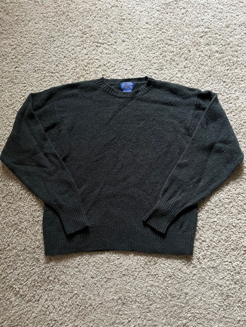 Pendleton Dark Green 100% Shetland Wool Crewneck Sweater